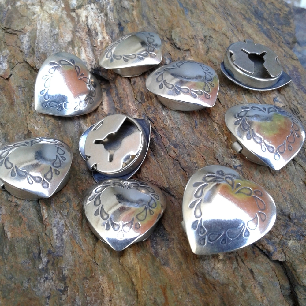 Sterling Silver SET of 9 Heart Button Covers - Picture 5 of 5